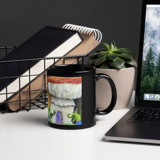 "Peeking" | Black Glossy Mug