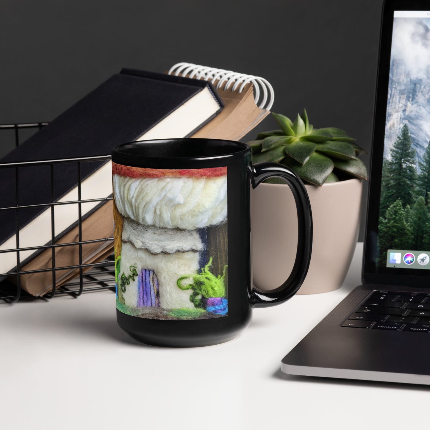 "Peeking" | Black Glossy Mug